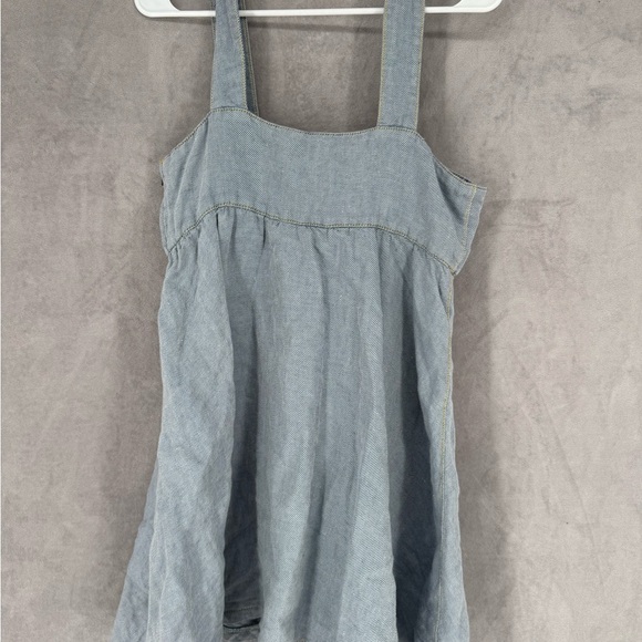 Topshop blue baby doll linen Midi Dress with Button Accents - Picture 2 of 7